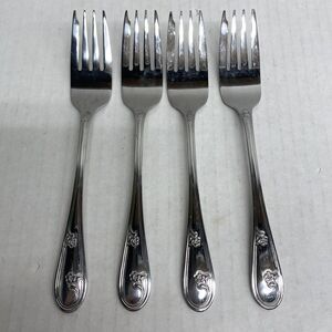 Northland Oneida Devon Lot Of 4 Small Forks Stainless Korea Flatware Flowers